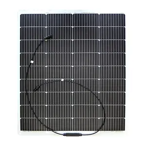 Panneau solaire photovoltaïque flexible noir de cellule solaire panneau solaire flexible de rendement élevé 100W 200W pour le chariot de golf de yacht adapté aux besoins du client