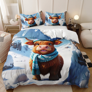 Impression numérique 3D dessin animé motif mignon 3 pièces Polyester tissu Animal <span class=keywords><strong>vache</strong></span> prix <span class=keywords><strong>de</strong></span> gros <span class=keywords><strong>housse</strong></span> <span class=keywords><strong>de</strong></span> <span class=keywords><strong>couette</strong></span> - Product Image 6
