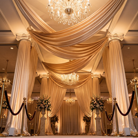 Tissu satiné soyeux de luxe, largeur 150 cm, or champagne 120-150 g/m² pour draperie de mariage, chemin de table, nœud de chaise et toile de fond