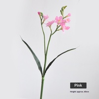 Bunga Hosta & Freesia Sutra Buatan Real-Touch Moisturizing Biru 60CM Gaya Cina Baru untuk Dekorasi Rumah & Pernikahan