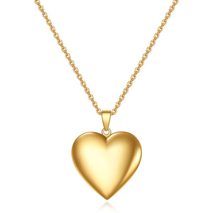 Collar con medallón de acero de titanio en forma de corazón de 29 mm, color dorado, grabable, para uso diario, regalo. - Product Image 4