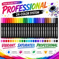 Ensemble de marqueurs textiles permanents lavables, stylos textiles anti-décoloration pour tissus en coton, t-shirts, baskets, fournitures d'art DIY, 12, 24, 36 couleurs