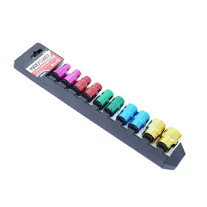 MAXPOWER 10 Pc Color Coded Sockets 1/4" 3/8" 1/2" in6PT Drive Metric Color Metric Sockets Set