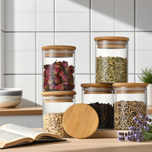 Juego <span class=keywords><strong>de</strong></span> 12 Frascos <span class=keywords><strong>de</strong></span> Vidrio <span class=keywords><strong>de</strong></span> Borosilicato Herméticos para Especias, <span class=keywords><strong>con</strong></span> Tapas <span class=keywords><strong>de</strong></span> Bambú y Etiquetas Minimalistas, para Almacenamiento <span class=keywords><strong>de</strong></span> Alimentos en la Despensa, Venta al por Mayor - Product Image 3