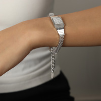 Bracelet de montre unisexe carré en acier inoxydable tendance 2025, plaqué or 18 carats, bijoux de luxe