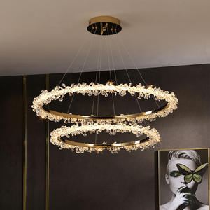 Pendentif moderne en cristal Chambre à coucher Salle à manger Salon Anneau élégant Lustre Hôtels Restaurants Bars Utilisation intérieure E26/E12 Petit - Product Image 2