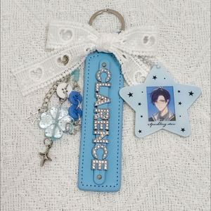 <b>Custom</b> 8mm DIY Idol Name Leather <b>Keychains</b> With Rhinestones Letters Accessories PU Leather Key Chain - Product Image 2