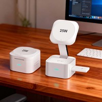 Estación de carga plegable todo en uno GY-W24 de alta calidad, venta directa de fábrica, cargador inalámbrico magnético rápido de 25W para teléfono inteligente, reloj y auriculares.