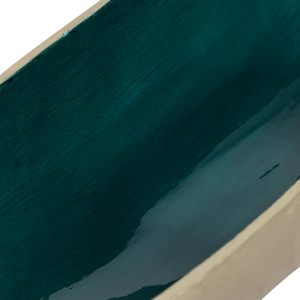 Ciotola Ovale Decorativa in Metallo, Interno Teal, Esterno Dorato, Centrotavola, Decorazione per Casa e Cucina - Product Image 6