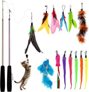 Jouet interactif pour chat avec plume de faisan perlée et clochette, bâton de chaton, griffoir et plume de feu - Product Image 1