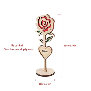 Laser Cut Mother's Day Valentine's Day Table Decoration Wooden Roses Can Be Customized LOGO Wedding <b>Memorial</b> <b>Gift</b> for Mother - Product Image 5