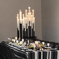 Candélabre vintage de luxe en fer noir à 5/6/7/9 bras, grand support de bougies, centre de table gothique pour mariage, décoration de fête et de maison