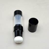 Bouteille de pompe de lotion sans air en plastique de luxe de 15ml vide cosmétique sans air avec manipulation de surface d'impression d'écran et pulvérisateur de pompe