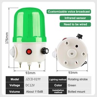 JZCN 12V Sensor Gerak PIR Inframerah Alarm 115dB Suara Cahaya Strobo Berputar Kabel Pemasangan Magnetik