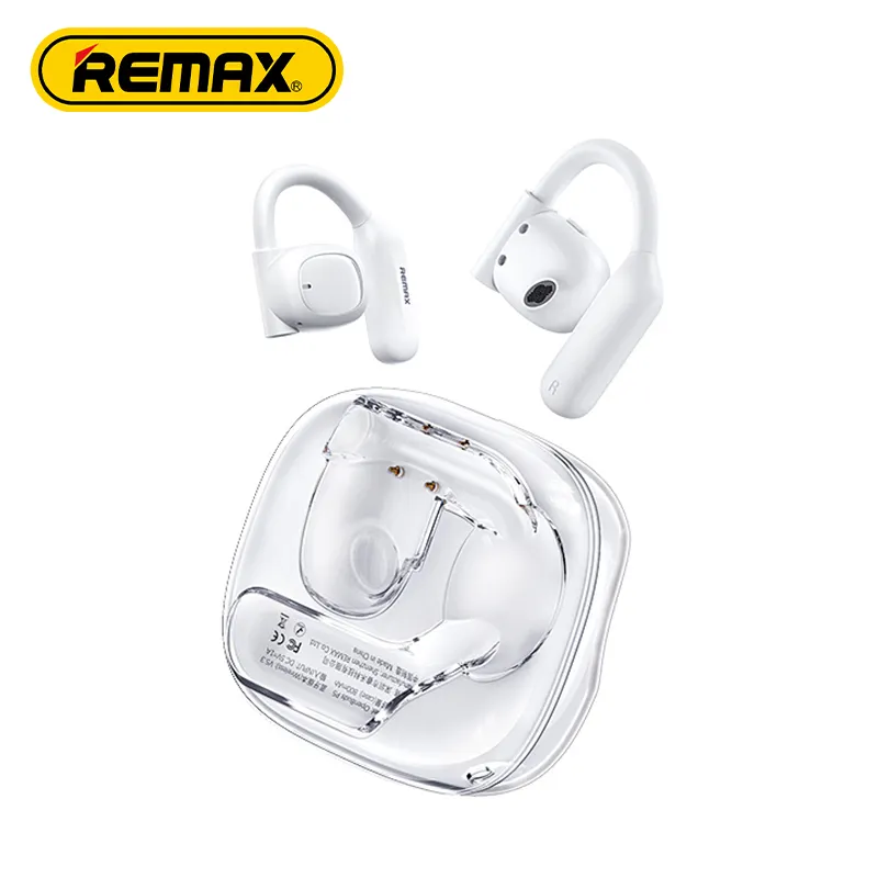 Remax OpenBuds P5 earphone Bluetooth, konduksi udara headphone nirkabel olahraga kait telinga dengan Mic