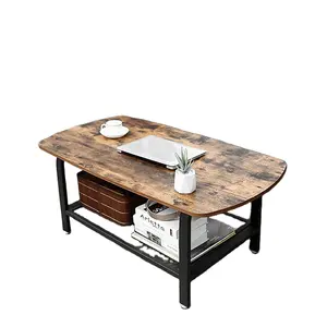 Vekin 공장 도매 빈티지 엔드 테이블 산업 스타일 나무와 금속 프레임 커피 테이블