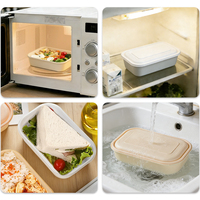 Boîtes repas rectangulaires jetables en plastique épaissi avec couvercles, personnalisables avec logo, pour l'emballage de la restauration rapide