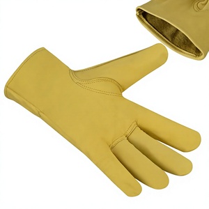 Gants d'hiver de sécurité en cuir jaune, longueur poignet, non doublés, thermiques, style uni, pour usage quotidien en extérieur en hiver - Product Image 5