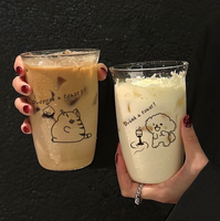 Gobelet en verre imprimé avec couvercle et paille, transparent, pour café, lait, jus, pour la maison et la cuisine