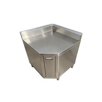 Table de travail d'angle en acier inoxydable avec crédence, robuste, en acier 304, armoire de rangement commerciale pour cantine et restauration