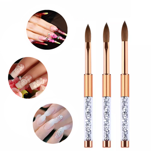 Pinceau à ongles en acrylique avec manche en métal doré et cristaux, 100% poils de Kolinsky purs, pour poudre acrylique et liquide, manucure en salon - Product Image 6