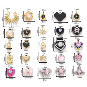 Pendentifs en alliage de strass en forme de cœur, zircone cubique, accessoires de bijoux DIY pour colliers et bracelets, style frais et doux - Product Image 5