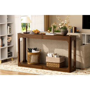 Consolle da 55,1 Pollici con Gambe Curve in Legno, Tavolo Laterale per Divano con Vano Portaoggetti per Ingresso - Product Image 6