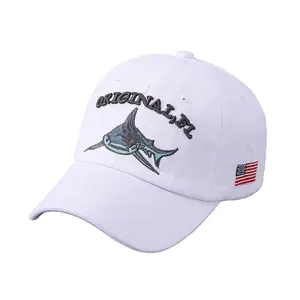 사용자 정의 로고 상어 트럭 운전사 모자 6 패널 스포츠 모자 빈티지 디자인 씻어 야구 모자
