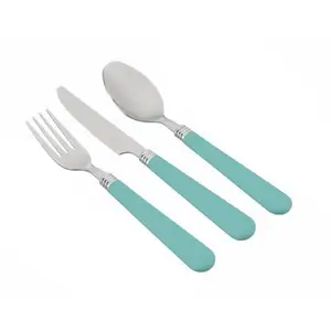 Silverware Flatware Set Cutlery with Plastic Handle Stainless Steel Utensils Knife/Fork/Spoon