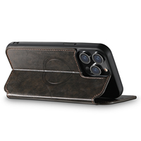Casing Dompet Lipat Magnetik Fashionable dengan Pengisian Daya Nirkabel untuk iPhone 12 13 14 15 Pro ProMax, Bahan Kulit PU, Model Terbaru