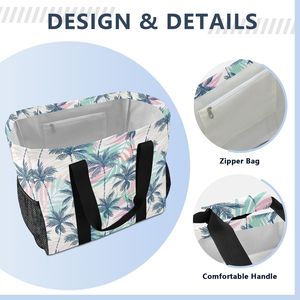 Wholesale Hawaiian Tropical Palm Print <b>Canvas</b> <b>Beach</b> Tote Bag Large Capacity Waterproof Custom Design Shoulder Bag for Women - Product Image 6
