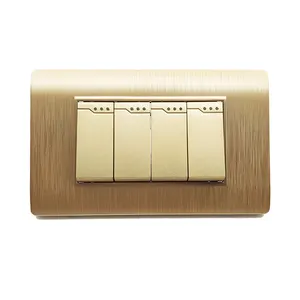 China Factory Luxury Design Gold PC High Quality 4 Gang 1 Way 2 Way Wall Switch Light Switch With Indicator