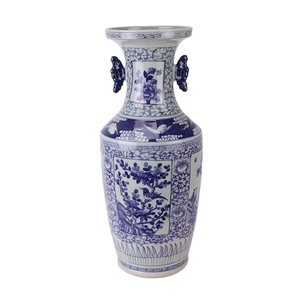 Jarrón <span class=keywords><strong>de</strong></span> porcelana azul y blanca <span class=keywords><strong>de</strong></span> la dinastía Qing antigua <span class=keywords><strong>de</strong></span> 2017, jarrón <span class=keywords><strong>de</strong></span> cerámica <span class=keywords><strong>de</strong></span> doble oreja pintado a mano - Product Image 1