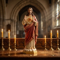 Sculpture artisanale en résine BZY, taille personnalisable, Sacré-Cœur de Jésus, ornement religieux pour la maison ou l'église, scène de Pâques ou extérieure.