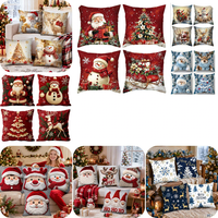 4 housses de coussin de Noël, motif classique Père Noël, bonhomme de neige, renne, pour la fête de Noël, décoration de la maison