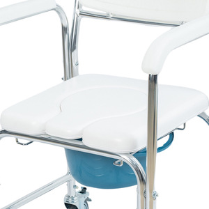 Multifunctional Pulley <b>Commode</b> <b>Chair</b> For Elderly Hospital Use Foldable With Wheels And Foam Seat - Product Image 3