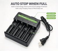 Chargeur de batterie au lithium HWD HD-8992C 18650/26650/32650/16340/14500/18500, 4 emplacements, 3,7 V, intelligent, multifonction, pour appareil photo