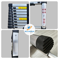 DIYU Senpiao Échelle télescopique moderne en aluminium, 12 marches, portable, capacité 330 lb, angle d'escalade 50°, 15 pieds, pour supermarché et salle de sport