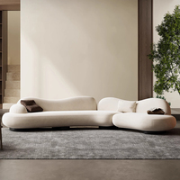 Ensemble de canapés modulables en tissu contemporain, grand cadre confortable en bois massif pour hôtel appartement salon chambre à coucher moderne