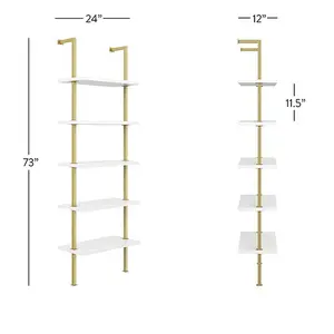 Muebles de decoración para el hogar, repisa de escalera de <span class=keywords><strong>madera</strong></span> <span class=keywords><strong>y</strong></span> <span class=keywords><strong>Metal</strong></span>, color <span class=keywords><strong>blanco</strong></span>, 5 estantes - Product Image 1