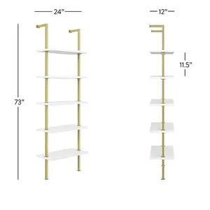 Casa de decoração móveis branco 5 prateleira, madeira metal escada estante monte na parede prateleira