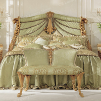 Ensemble de chambre à coucher de style royal, taille king, meubles en bois massif faits à la main, lit double sur mesure pour la maison