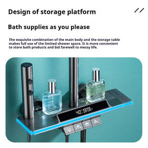 Sistema de <span class=keywords><strong>ducha</strong></span> montado en la pared de latón frío caliente Luces ambientales LED Grifos de 4 funciones que incluyen <span class=keywords><strong>ducha</strong></span> de lluvia suave Jet Dual pulido - Product Image 6