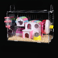 Grande cage transparente pour hamster, hirigin, voiture avec bouteille d'eau, salle de bains, course à pied, balançoire