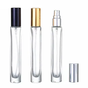 HeLun 10ml lüks kalın alt silindir doldurulabilir cam parfüm şişesi ile alüminyum püskürtücü kapaklı