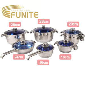 FUNITE Ensemble de Cuisson 220 Pièces en Acier Inoxydable avec Casseroles <span class=keywords><strong>et</strong></span> Poêles, Construction Métallique Durable, Compatible Induction, Couvercle en Verre - Product Image 2