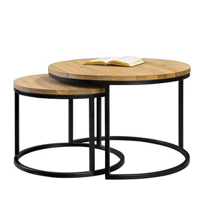 Living Room Design Furniture <span class=keywords><strong>Classic</strong></span> French Dome Solid Wood Top Metal Leg Round Coffee Table Set - Product Image 1