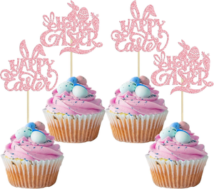 Decorazioni per Cupcake Pasquali, Topper Glitterati a Forma di Coniglio, Decorazioni per Torte a <span class=keywords><strong>Tema</strong></span> Primaverile, Accessori per Feste - Product Image 4
