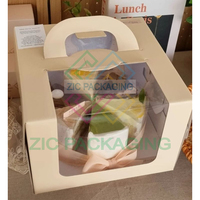 Caja de pastel de papel reciclado con impresión de logotipo personalizado, mini caja de pastel de queso con ventana transparente