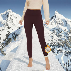 Women's High Waist Formal Fitness Yoga Leggings Thick Fleece Winter Wear Breathable Knitted <b>Tummy</b> <b>Control</b> 200g Fabric Warm - Product Image 2